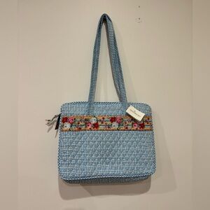Vera Bradley Blue Checkered Vintage Baby Bag with Floral Design